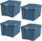 IRIS USA WEATHERPRO Airtight Plastic Storage Bin with Lid and Seal and Secure Latching Buckles, Navy